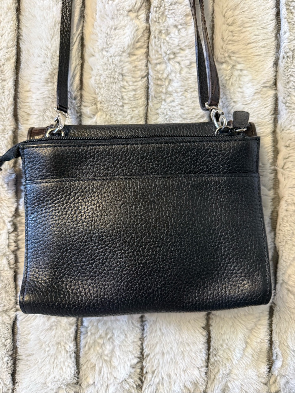 Brighton Black and Dark Brown Leather Crossbody with Croc Accents - Picture 9 of 13